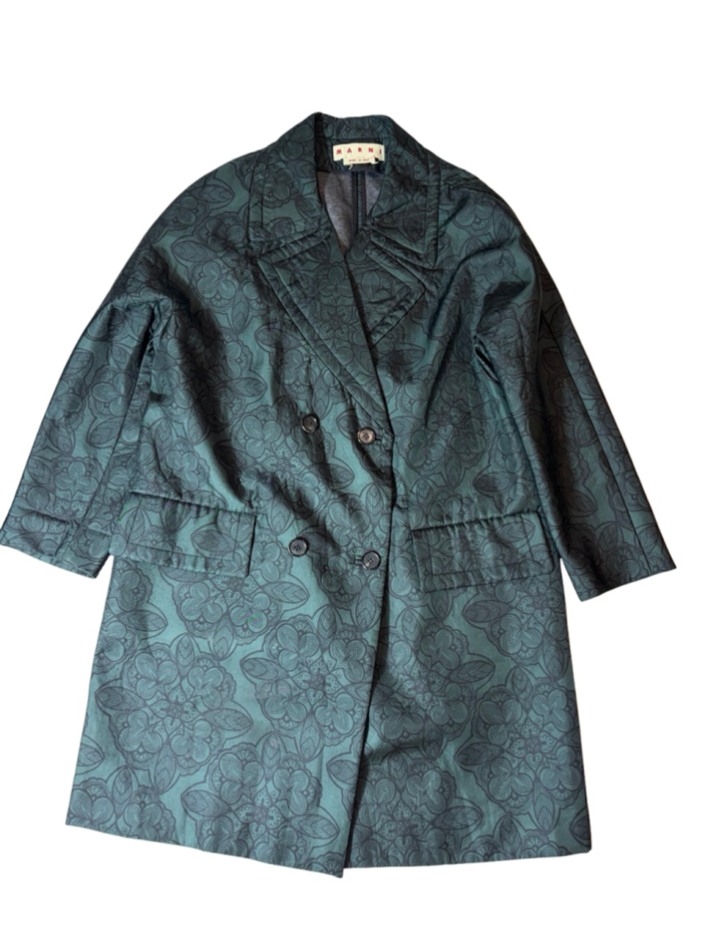 Marni Floral Cotton Silk Double Breasted Long Blazer Coat IT 42 US 6